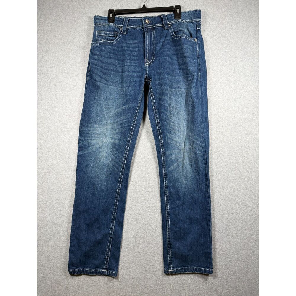 Axel Men’s 34x32 Blue Athletic Fit Straight Leg Jeans Whiskered 3906